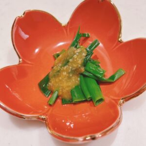 小ネギの甘酢味噌かけ